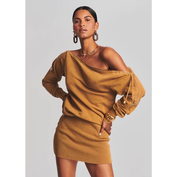 Retrofête DARCY TERRY Caramel Mini SWEATSHIRT DRESS size M - Picture 3 of 12